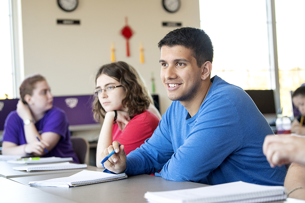 Students attend a class taught by Dr. Marie Schein, senior instructor in the Department of Modern Language Studies in TCU's AddRan College of Liberal Arts. Photo by Jeffrey McWhorter, March 25, 2019